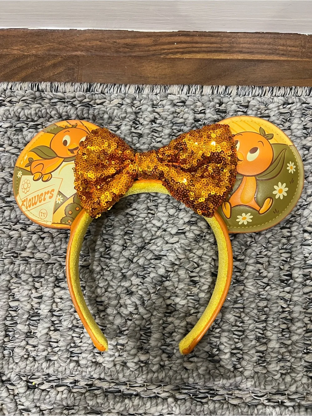 Epcot Orange Bird Flowers And Garden Sequin Bow Minnie Ears
